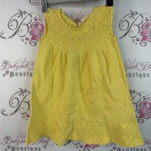 Next baby dress knit bright crochet knitted style Yellow Sleeveless Knit Dress